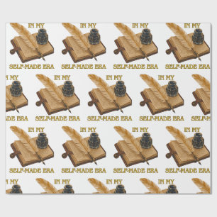 In My Self-Made Era Vintage Feather Quill Book Art Wrapping Paper