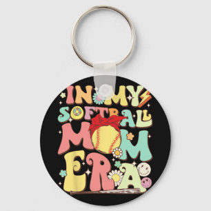 In My Softball Mom Era Funny Baseball Mom Mothers Keychain