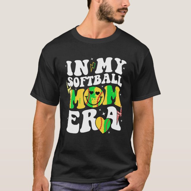 In My Softball Mom Era Groovy Retro Mama Mother Ga T-Shirt (Front)