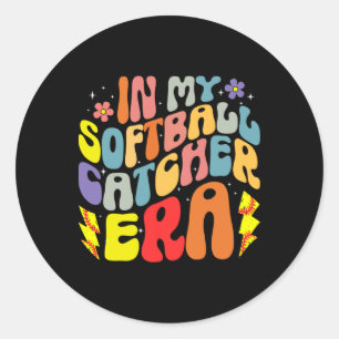 In My Softll Catcher Era Groovy Softll Lover Game Classic Round Sticker