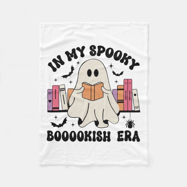 In My Spooky Bookish Era Ghost Books Halloween Rea Fleece Blanket (Front)