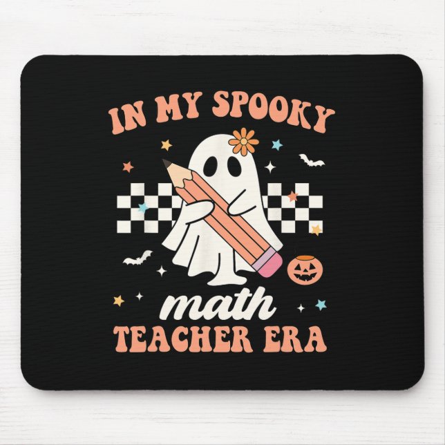 In My Spooky Math Teacher Era Groovy Retro Hallowe Mouse Pad (Front)