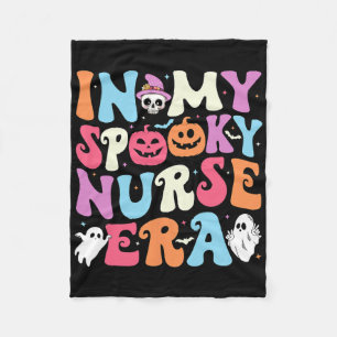 In My Spooky Nurse Era Halloween Groovy Nursing Ha Fleece Blanket