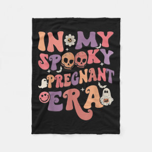 In My Spooky Pregnant Era Groovy Boo Halloween  Fleece Blanket
