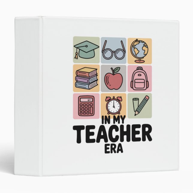 In My Teacher Era Kindergarten Teacher Life 3 Ring Binder (Front/Spine)