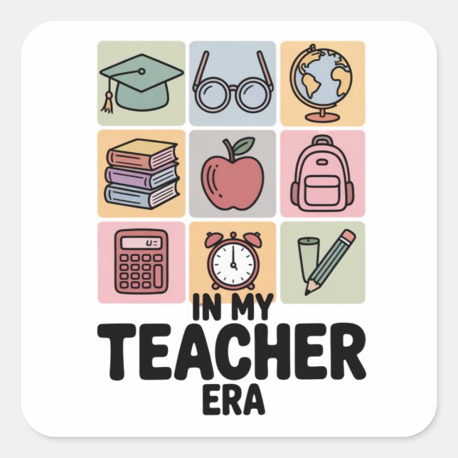 In My Teacher Era Kindergarten Teacher Life Square Sticker (Front)