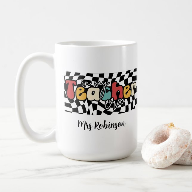 In my teacher era retro teacher  coffee mug (With Donut)
