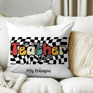 In my teacher era retro teacher  throw pillow