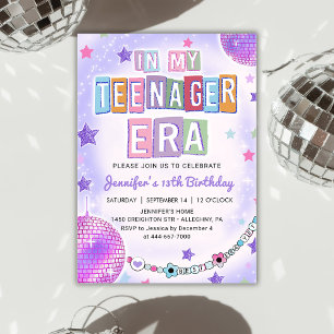 In My Teenager Era Purple Disco Birthday Invitation