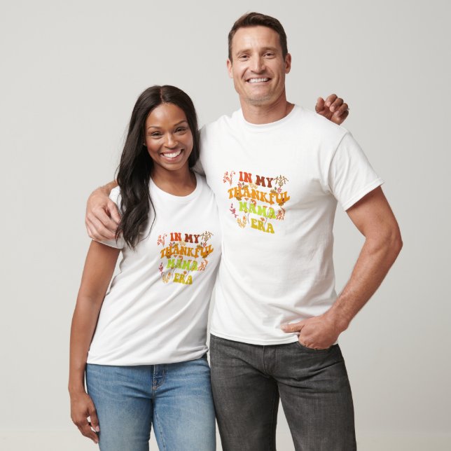 In My Thankful Mam Era Floral Groovy Thanksgiving  T-Shirt (Unisex)