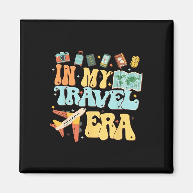 In My Travel Era Funny Traveler Airplane Summer Va Magnet (Front)
