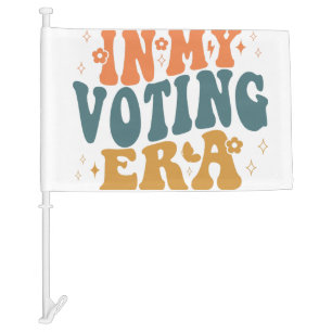 In My Voting Era Retro Wavy Car Flag