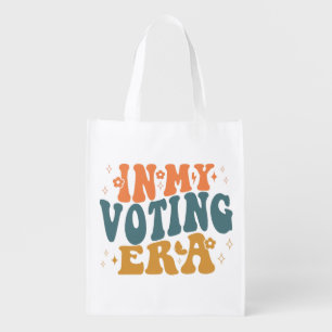 In My Voting Era Retro Wavy Grocery Bag