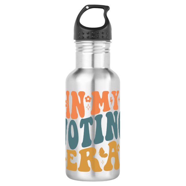 In My Voting Era Retro Wavy Stainless Steel Water Bottle (Front)