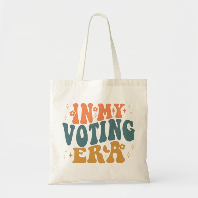 In My Voting Era Retro Wavy Tote Bag (Front)