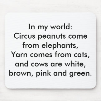 In my world: Yarn comes from cats... Mouse Pad