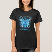 In November We Wear Blue Butterfly Diabetes Awaren T-Shirt