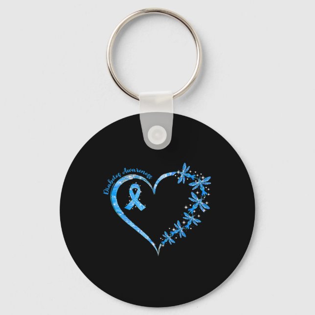 In November We Wear Blue Cure Diabetes Awareness L Keychain (Front)