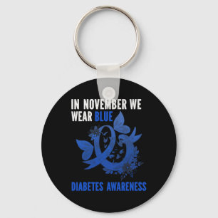 In November We Wear Blue Diabetes Awareness Blue R Keychain