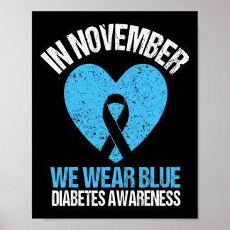 In November We Wear Blue Diabetes Awareness Blue R Poster