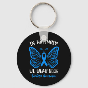 In November we Wear Blue Diabetes Awareness Cute B Keychain