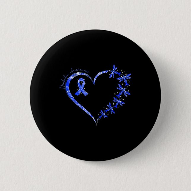 In November We Wear Blue Diabetes Awareness Dragon Button (Front)