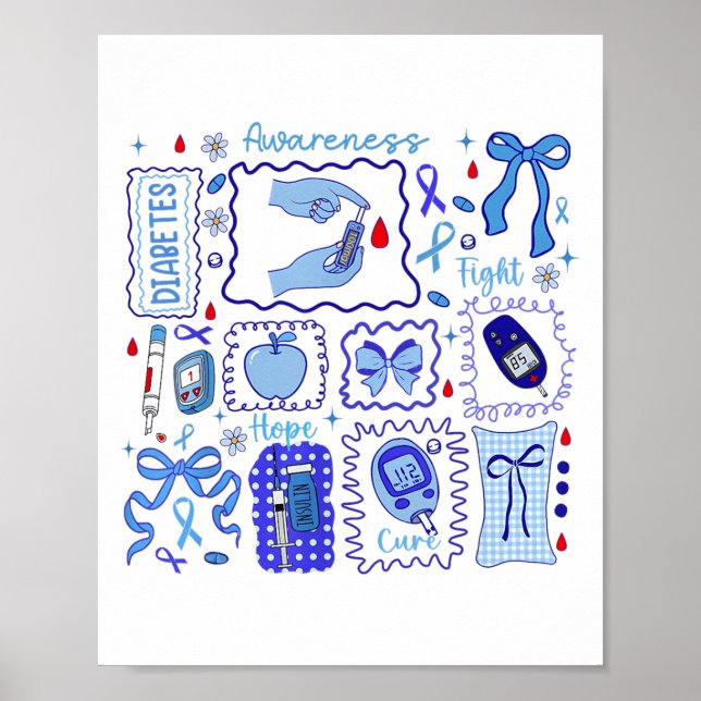 In November We Wear Blue Diabetes Awareness Fight  Poster (Front)