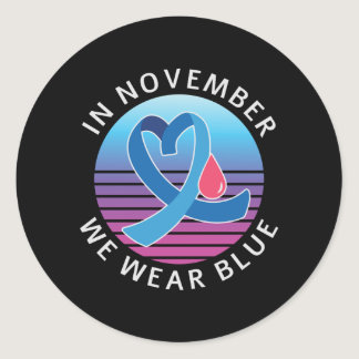 In November We Wear Blue diabetes awareness month Classic Round Sticker