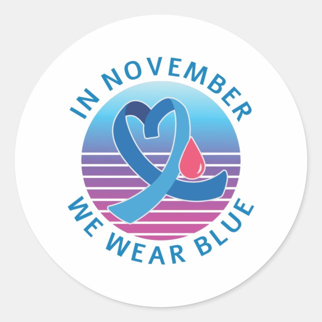In November We Wear Blue diabetes awareness month Classic Round Sticker (Front)