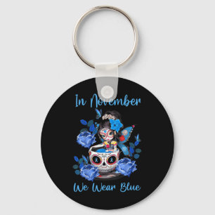 In November We Wear Blue Diabetes Awareness Month Keychain