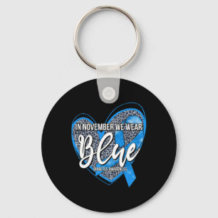 In November We Wear Blue Diabetes Awareness Month Keychain