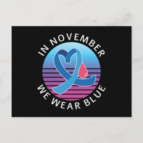 In November We Wear Blue diabetes awareness month Postcard