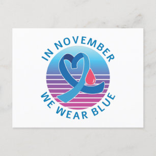 In November We Wear Blue diabetes awareness month Postcard