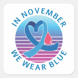 In November We Wear Blue diabetes awareness month Square Sticker
