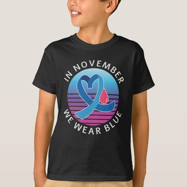 In November We Wear Blue diabetes awareness month T-Shirt (Front)