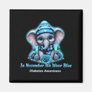 In November We Wear Blue Diabetes Awareness Ribbon Magnet