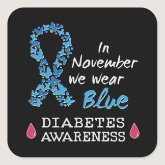 In November we wear blue, Diabetes Awareness Square Sticker