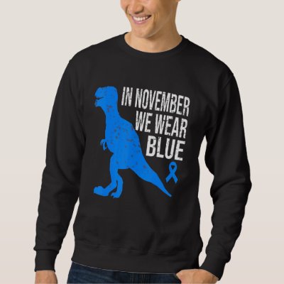 In November We Wear Blue Diabetes Trex Dino Kids T Sweatshirt