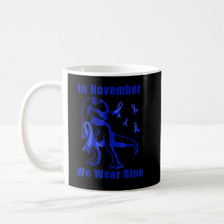 In November We Wear Blue Dino Trex Diabetes Awaren Coffee Mug