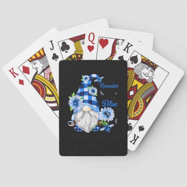 In November We Wear Blue Gnome Diabetes Awareness. Poker Cards (Back)