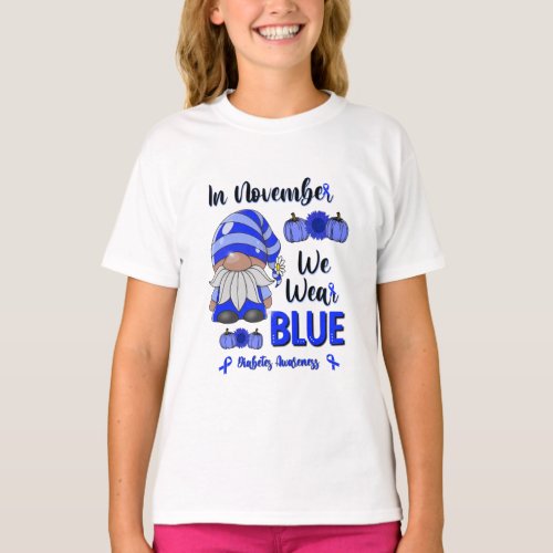 In November We Wear Blue Gnome Diabetes Awareness T_Shirt