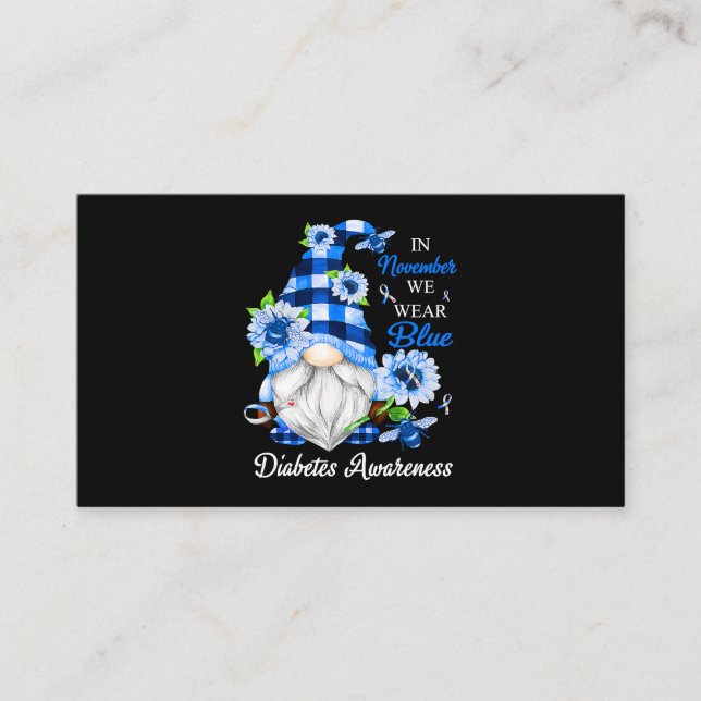 In November We Wear Blue Gnomes Diabetes Awareness Business Card (Front)