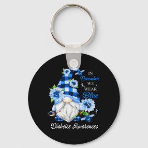 In November We Wear Blue Gnomes Diabetes Awareness Keychain