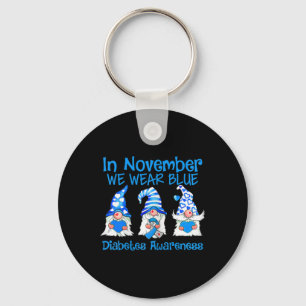 In November We Wear Blue Gnomes T1d Diabetes Aware Keychain