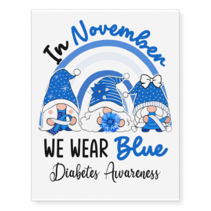 In November We Wear Blue Gnomes Temporary Tattoos