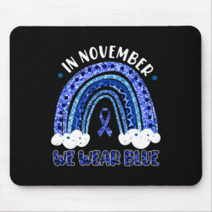 In November We Wear Blue Leopard Rainbow Diabetes Mouse Pad