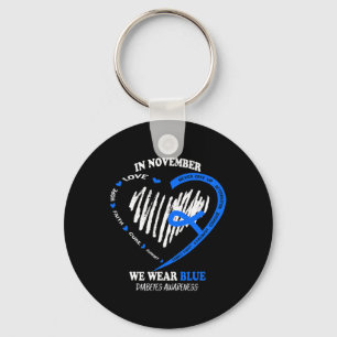 In November We Wear Blue Messy Bun Diabetes Awaren Keychain