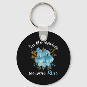 In November We Wear Blue Pumpkins Fall Diabetes Aw Keychain