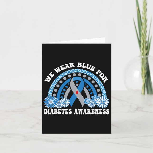 In November We Wear Blue Rainbow Diabetes Awarenes Card (Front)