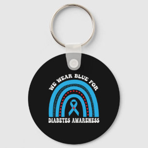 In November We Wear Blue Rainbow Diabetes Awarenes Keychain